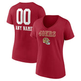 San Francisco 49ers Women's Personalized Name & Number Team Wordmark V-Neck T-Shirt - Scarlet T-shirts