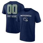 Seattle Seahawks Personalized Name & Number Team Wordmark T-Shirt - College Navy T-shirts