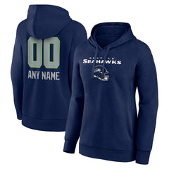 Seattle Seahawks Women's Personalized Name & Number Team Wordmark Pullover Hoodie - College Navy Hoodies