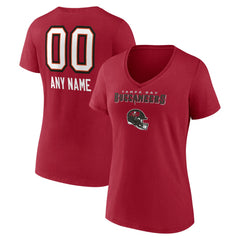 Tampa Bay Buccaneers Women's Personalized Name & Number Team Wordmark V-Neck T-Shirt - Red T-shirts
