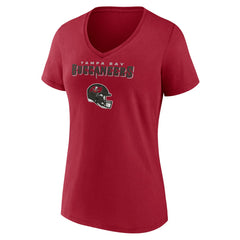 Tampa Bay Buccaneers Women's Personalized Name & Number Team Wordmark V-Neck T-Shirt - Red T-shirts