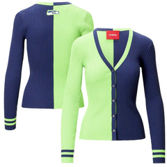 Seattle Seahawks STAUD Women's Cargo Sweater - Neon Green/Navy