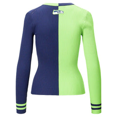 Seattle Seahawks STAUD Women's Cargo Sweater - Neon Green/Navy