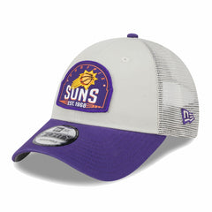 Phoenix Suns Throwback Patch Trucker 9FORTY Adjustable Hat Khaki/Purple - New Era