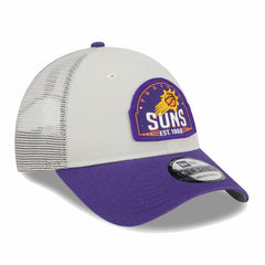 Phoenix Suns Throwback Patch Trucker 9FORTY Adjustable Hat Khaki/Purple - New Era