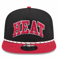 Miami Heat Throwback Team Arch Golfer Snapback Hat Black/Red - New Era