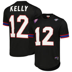 Jim Kelly Buffalo Bills Retired Player Name & Number Mesh Top - Black Tops