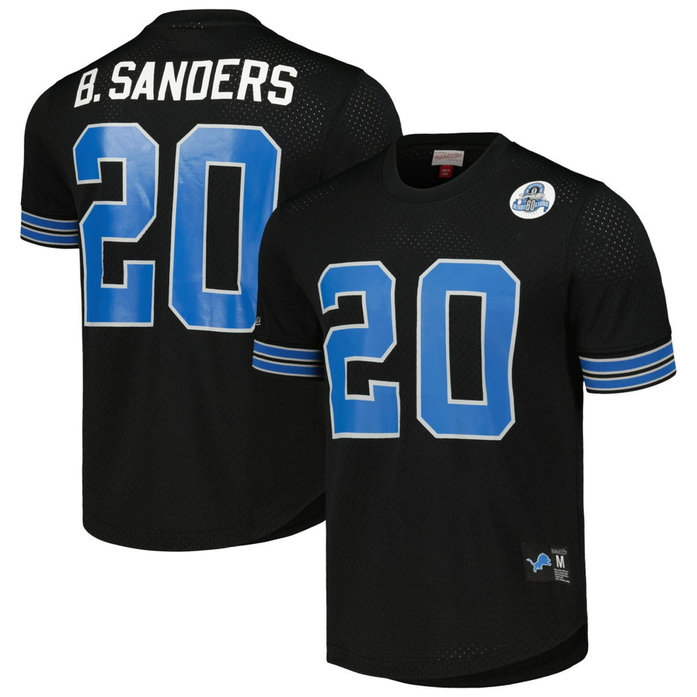 Barry Sanders Detroit Lions Retired Player Name & Number Mesh Top - Black Tops