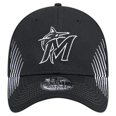 Miami Marlins New Era Active Dash Mark 39THIRTY Flex Hat - Black Hats