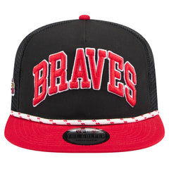 Atlanta Braves New Era Throwback Meshback Golfer Hat - Black Hats