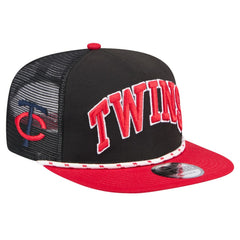 Minnesota Twins New Era Throwback Meshback Golfer Hat - Black Hats