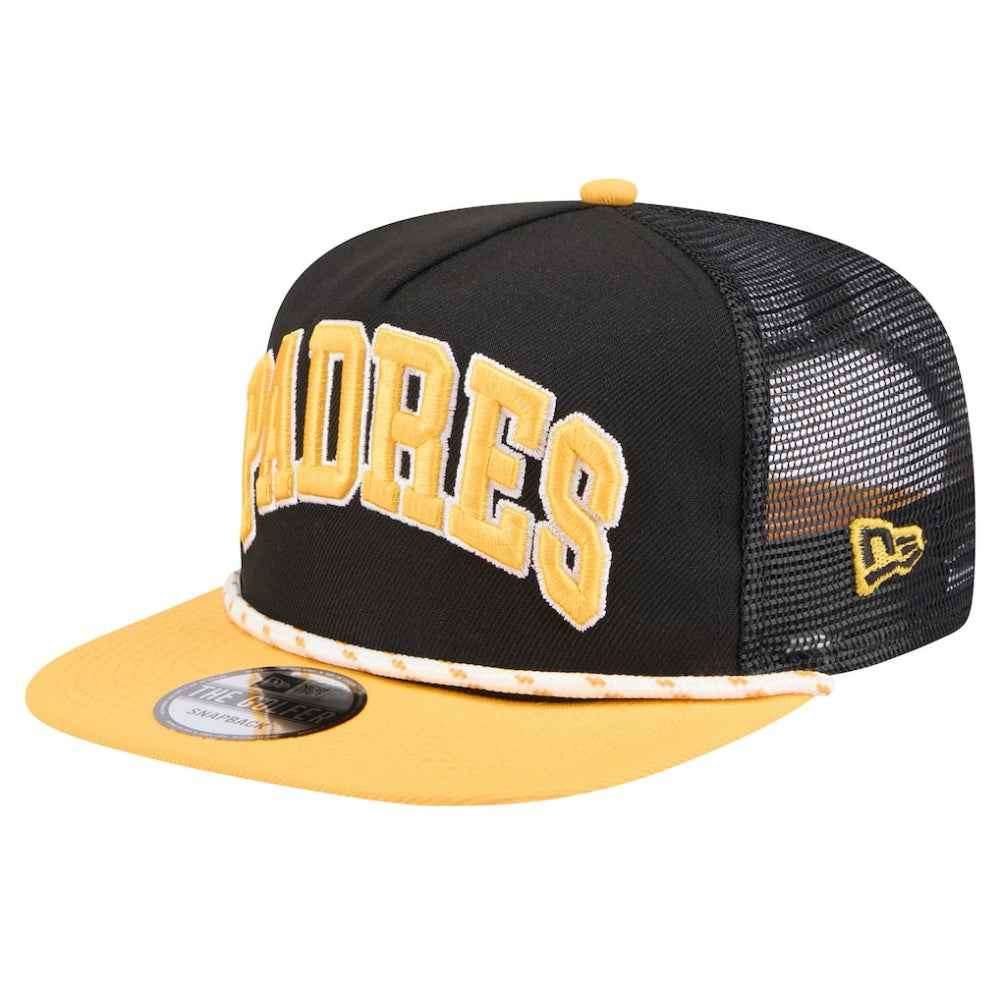 San Diego Padres New Era Throwback Meshback Golfer Hat - Black Hats