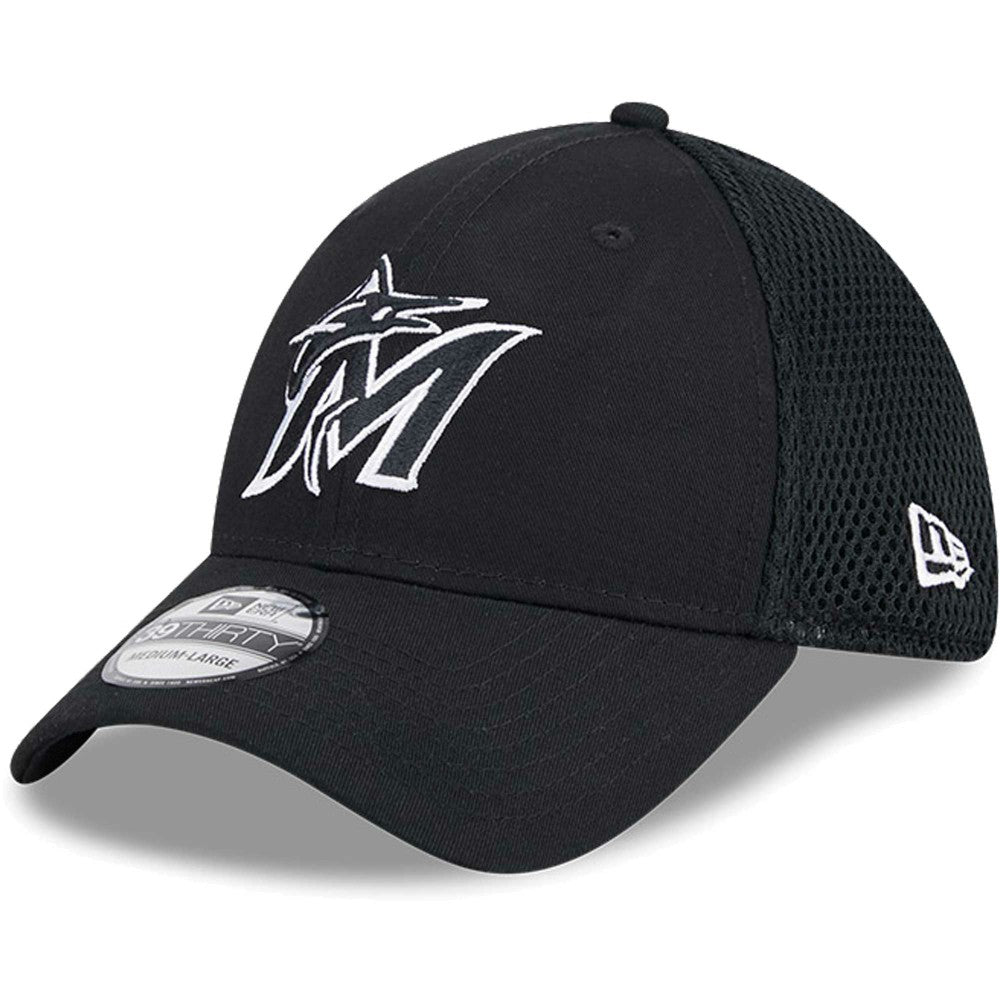 Miami Marlins New Era Neo 39THIRTY Flex Hat - Black/White Hats