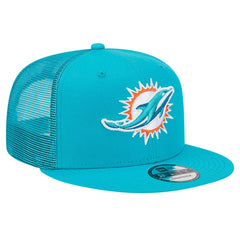 Miami Dolphins New Era Main Trucker 9FIFTY Snapback Hat - Aqua Hats
