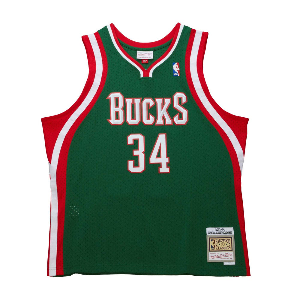 Giannis Antetokounmpo Milwaukee Bucks 2013/14 Hardwood Classics Swingman Jersey Hunter Green - Mitchell & Ness outlet