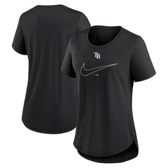 Tampa Bay Rays Nike Women's Big Swoosh Tri-Blend Scoop Neck T-Shirt - Black T-shirts