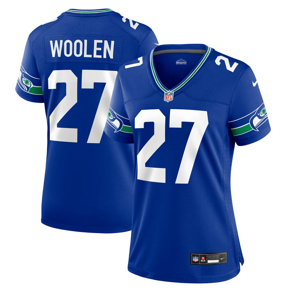 Tariq Woolen Seattle Seahawks Women's Throwback Player Game Jersey - Royal Jerseys