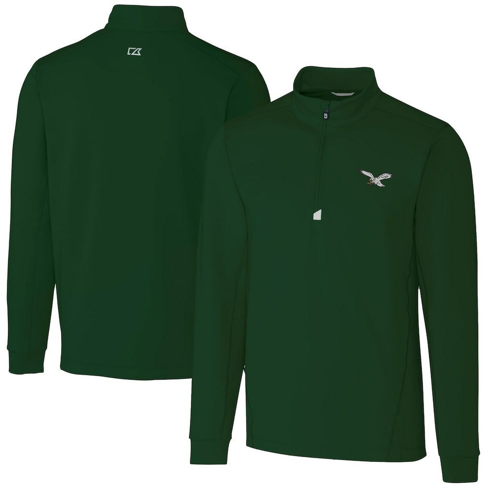 Philadelphia Eagles Cutter & Buck Traverse Stretch Quarter-Zip Pullover - Hunter Green Pullover