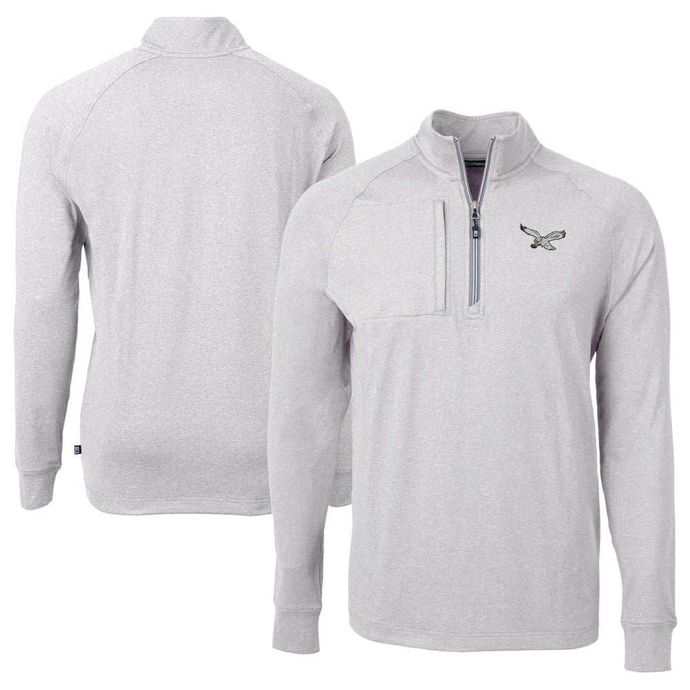 Philadelphia Eagles Cutter & Buck Adapt Eco Knit Heathered Recycled Quarter-Zip Pullover - Heather Gray Pullover