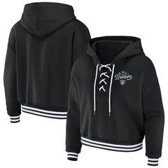 Las Vegas Raiders WEAR by Erin Andrews Women's Lace-Up Pullover Hoodie - Black Hoodies