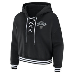 Las Vegas Raiders WEAR by Erin Andrews Women's Lace-Up Pullover Hoodie - Black Hoodies