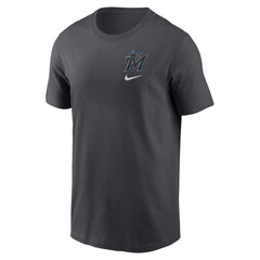 Miami Marlins Nike Logo Sketch Bar T-Shirt - Charcoal T-shirts