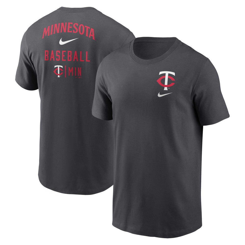 Minnesota Twins Nike Logo Sketch Bar T-Shirt - Charcoal T-shirts