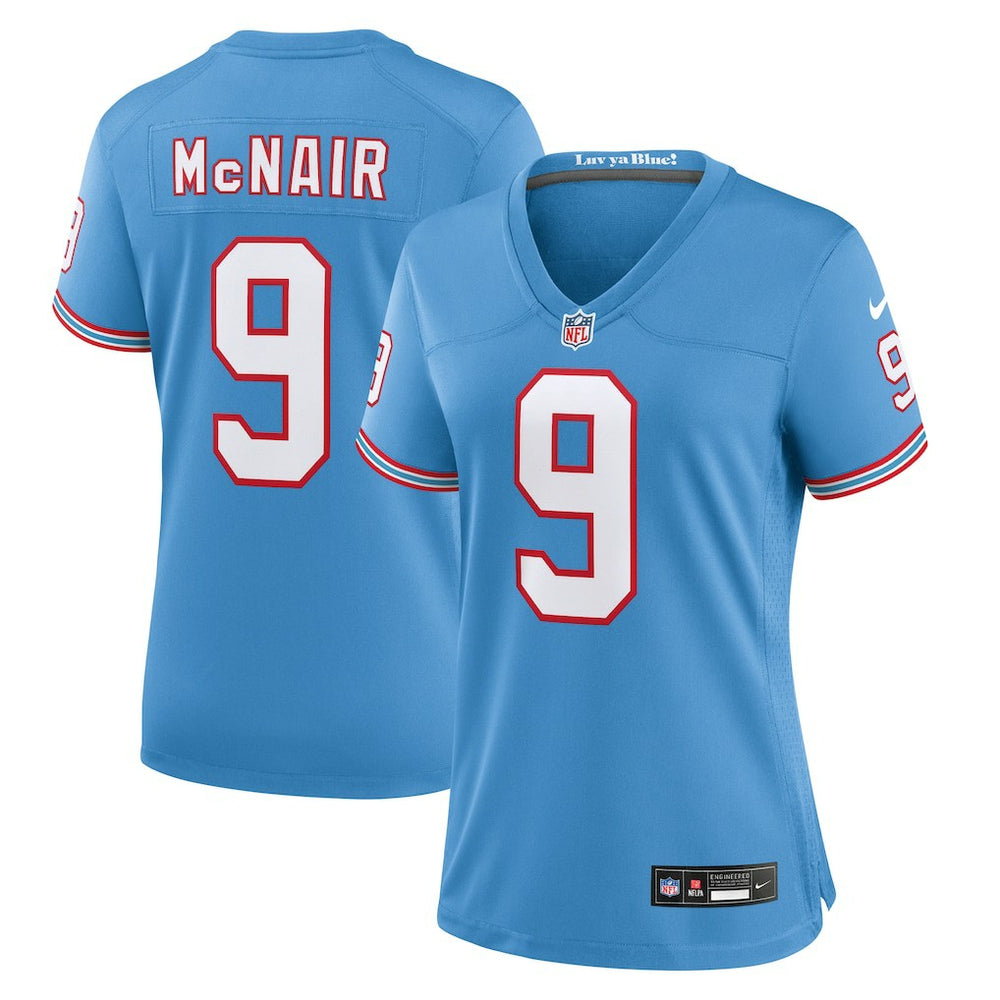 Steve McNair Tennessee Titans Women's Oilers Throwback Retired Player Game Jersey - Light Blue Jerseys