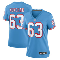 Mike Munchak Tennessee Titans Women's Oilers Throwback Retired Player Game Jersey - Light Blue Jerseys