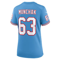 Mike Munchak Tennessee Titans Women's Oilers Throwback Retired Player Game Jersey - Light Blue Jerseys