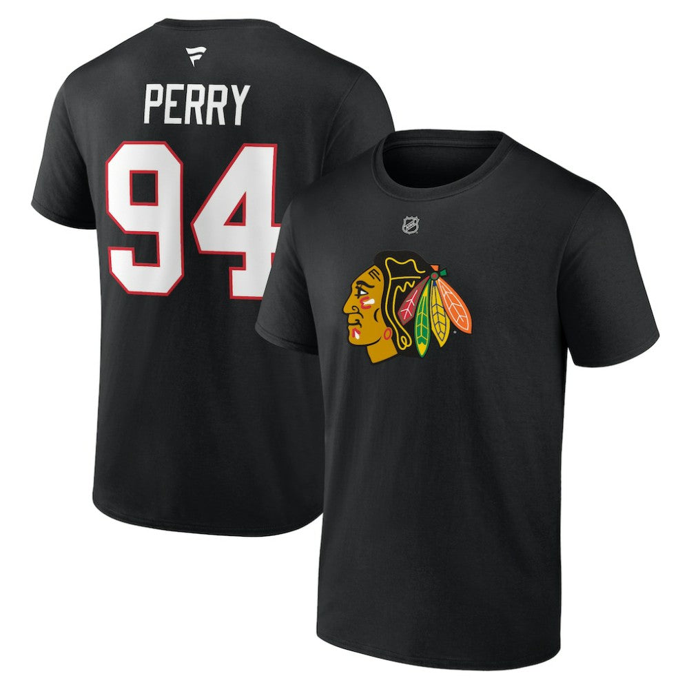 Corey Perry Chicago Blackhawks Fanatics Authentic Stack Name & Number T-Shirt - Black | US 200421437