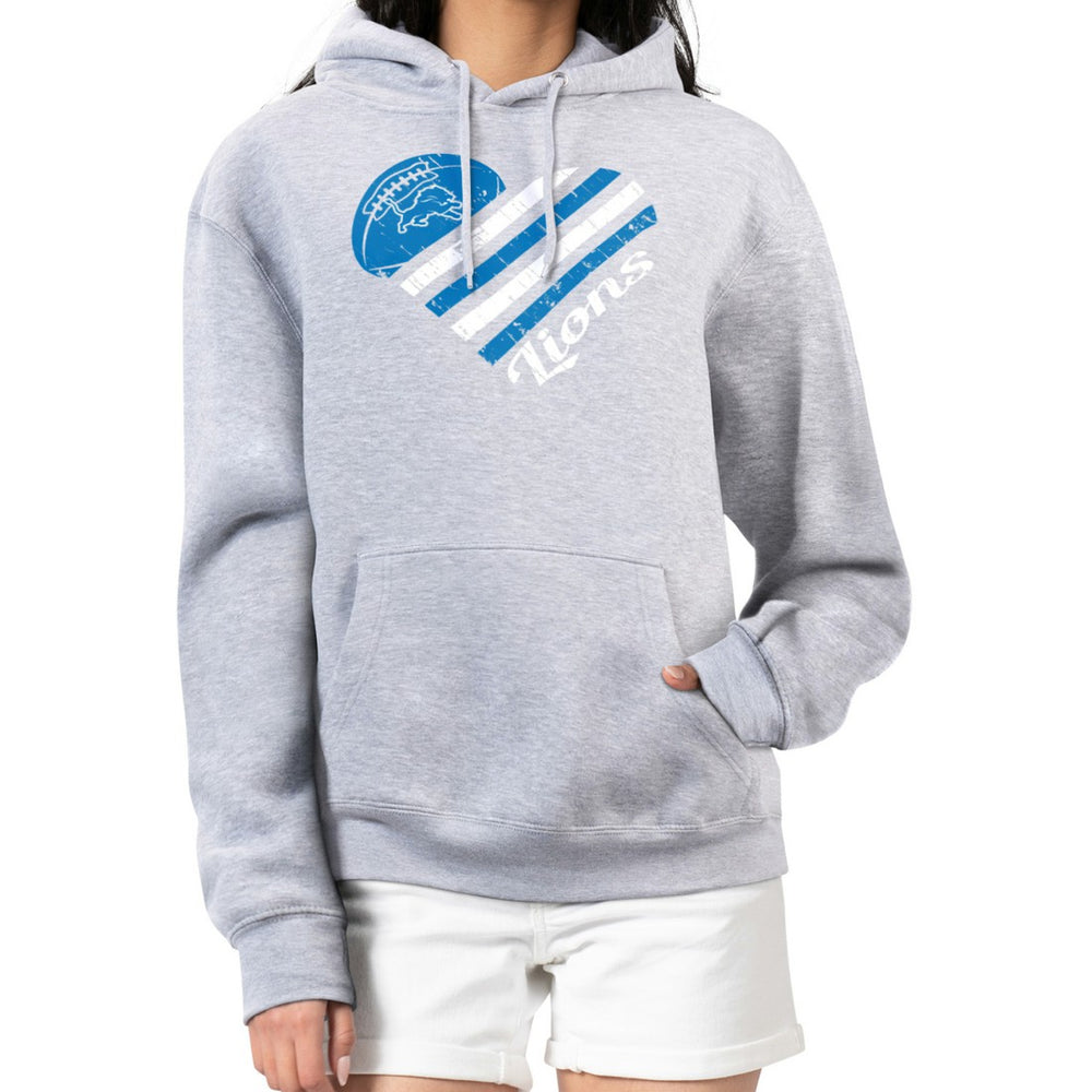 Detroit Lions G-III 4Her by Carl Banks Women's Heart Graphic Fleece Pullover Hoodie - Heather Gray Hoodies