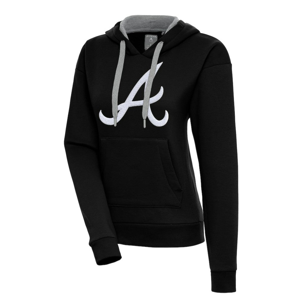 Atlanta Braves Antigua Women's Victory Pullover Hoodie - Black Hoodies