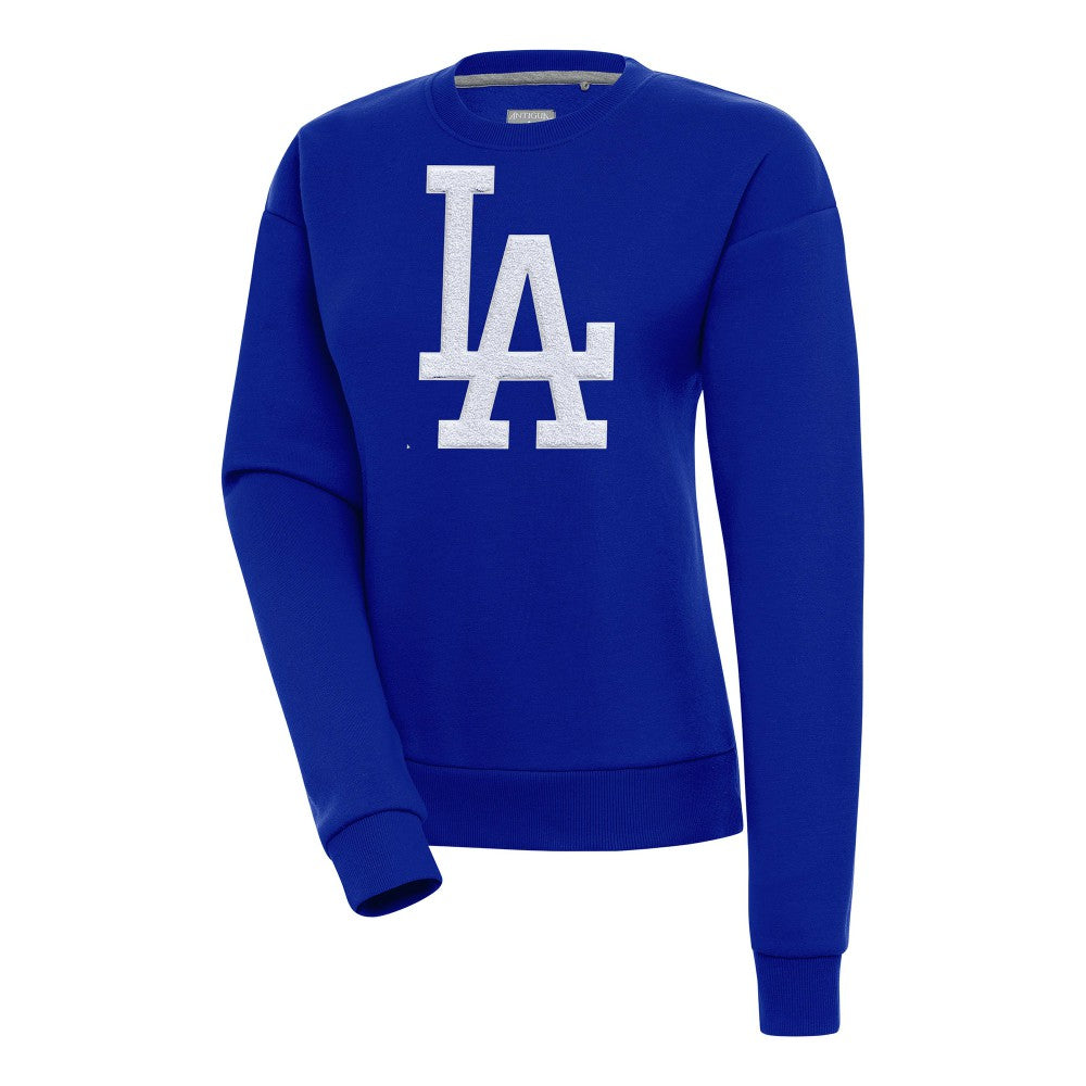 Los Angeles Dodgers Antigua Women's Victory Chenille Pullover Sweatshirt - Royal Pullover