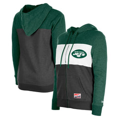 New York Jets New Era Women's Color-Block Full-Zip Hoodie - Green Hoodies