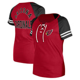 Arizona Cardinals New Era Women's Lace-Up Raglan T-Shirt - Cardinal T-shirts