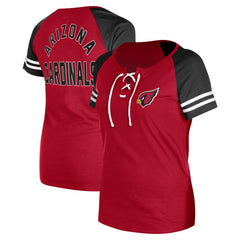 Arizona Cardinals New Era Women's Lace-Up Raglan T-Shirt - Cardinal T-shirts