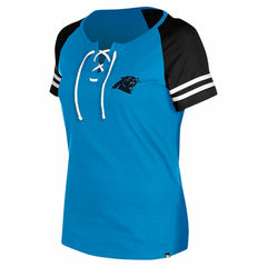Carolina Panthers New Era Women's Lace-Up Raglan T-Shirt - Blue T-shirts