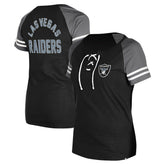 Las Vegas Raiders New Era Women's Lace-Up Raglan T-Shirt - Black T-shirts
