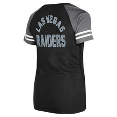Las Vegas Raiders New Era Women's Lace-Up Raglan T-Shirt - Black T-shirts
