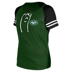 New York Jets New Era Women's Lace-Up Raglan T-Shirt - Green T-shirts