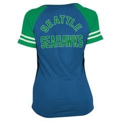 Seattle Seahawks New Era Women's Throwback Lace-Up Raglan T-Shirt - Royal T-shirts