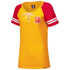 Tampa Bay Buccaneers New Era Women's Throwback Lace-Up Raglan T-Shirt - Orange T-shirts