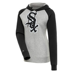 Chicago White Sox Antigua Women's Victory Raglan Sleeve Pullover Hoodie - Heather Gray/Black Hoodies