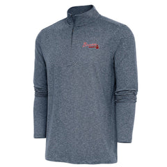 Atlanta Braves Antigua Hunk Quarter-Zip Pullover Top - Heather Navy Pullover