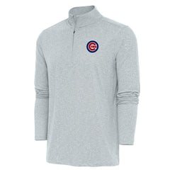 Chicago Cubs Antigua Hunk Quarter-Zip Pullover Top - Heather Gray Pullover