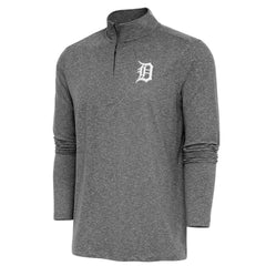 Detroit Tigers Antigua Hunk Quarter-Zip Pullover Top - Heather Black Pullover