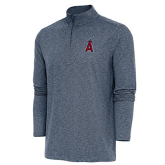 Los Angeles Angels Antigua Hunk Quarter-Zip Pullover Top - Heather Navy Pullover