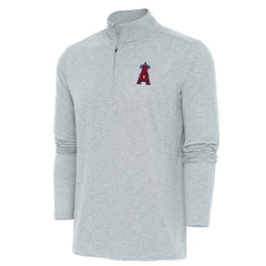 Los Angeles Angels Antigua Hunk Quarter-Zip Pullover Top - Heather Gray Pullover