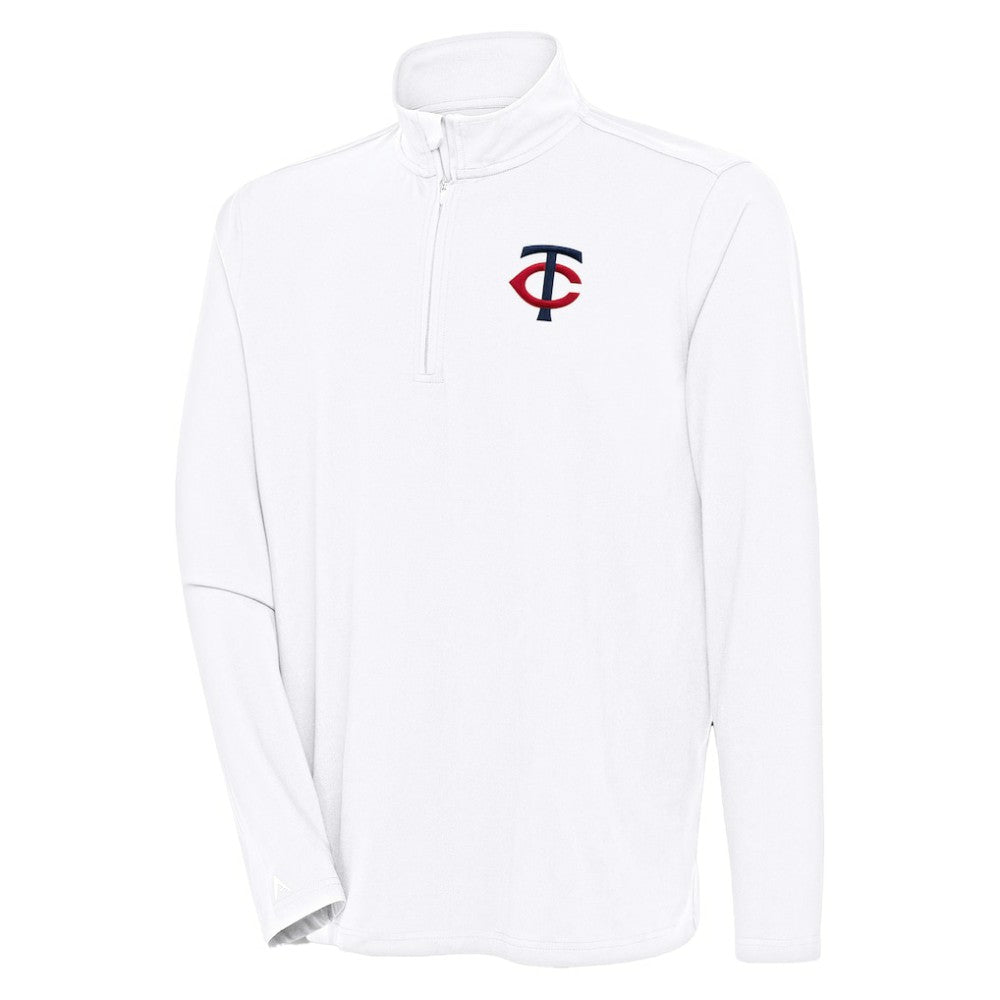 Minnesota Twins Antigua Hunk Quarter-Zip Pullover Top - White Pullover